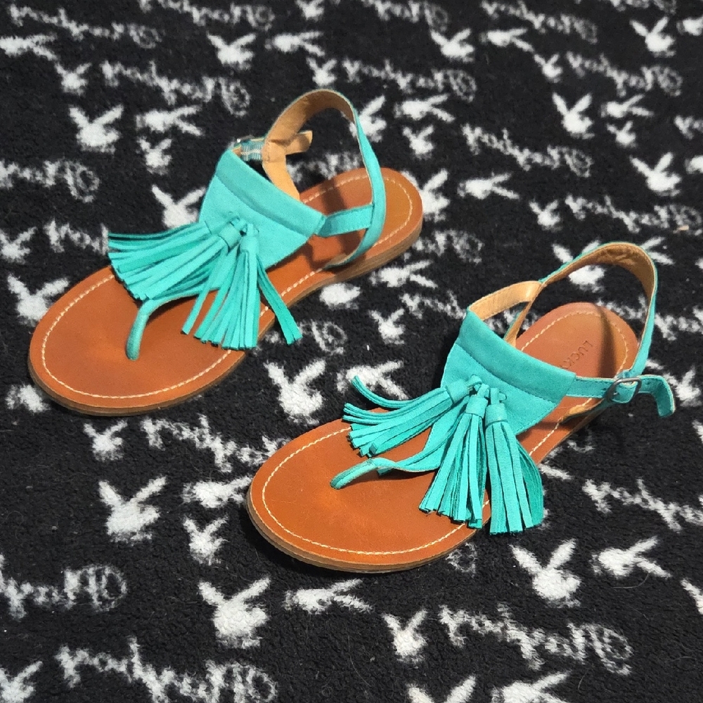 Lucky Brand Turquoise Tassel Sandals